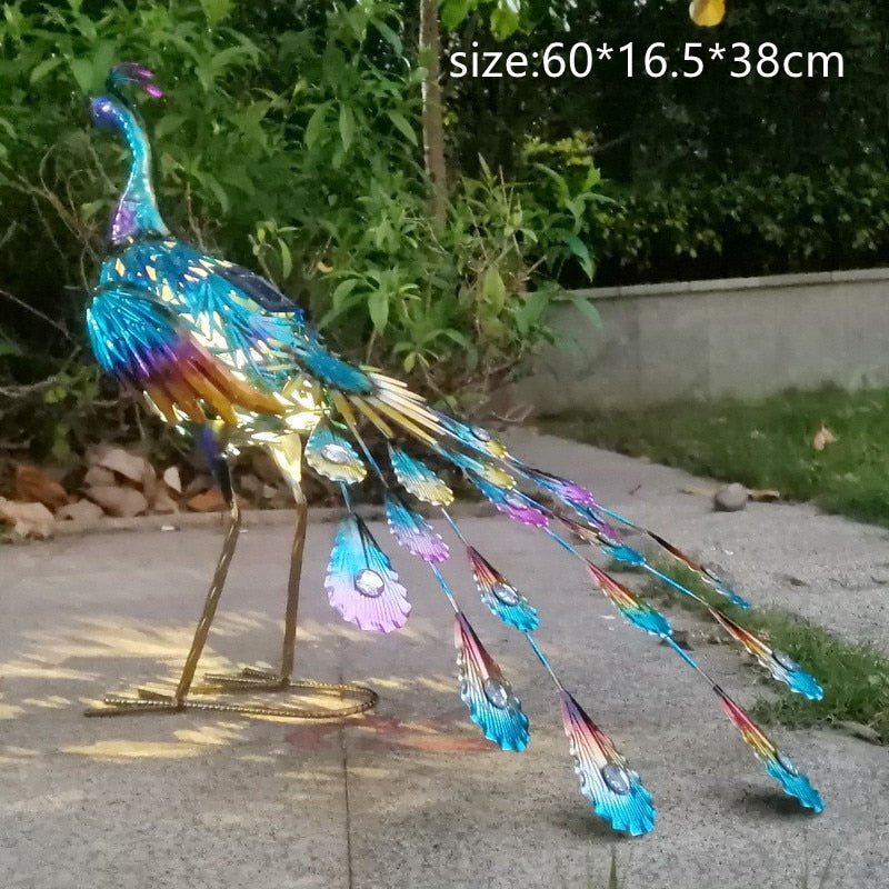 large metal peacock sculpture