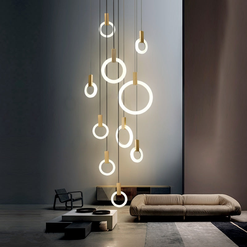 MIXL-LED Pendant Light Fixture Circular and Ring Shape Modern Ceiling Hanging  Lamp Nordic Chandelier for Living Room Hall Light in Gold (Warm Light) -  Amazon.com