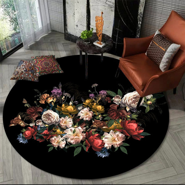 Colorful Flowers Round Rug