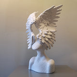 cream Angel Wings Art Sculpture