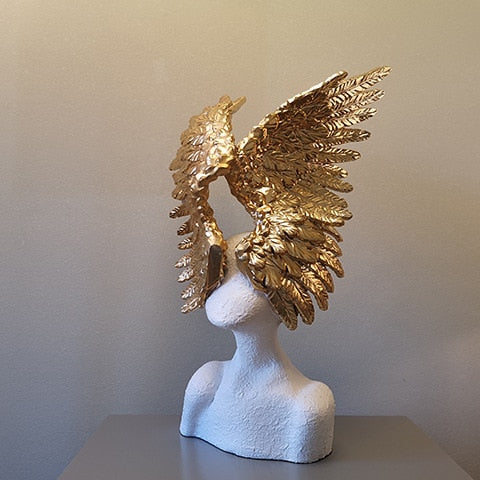 Gold Angel Wings Art Sculpture